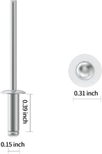 170pcs 5/32" x 3/8" Aluminum Blind Rivets, 4 x 10mm Pop Rivets,Rivets for Metal,Silver-(VG10104)
