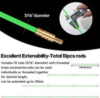 14FT Fiberglass Running Electrical Wire Glow Rods Wire Pulling with 8 Different Attachments, Fish Rods Electrical Kit and Fish Tape Wire Puller