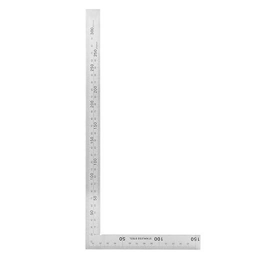L-Shaped Framing Square Stainless Steel 90 Degree Right Angle Square Ruler Carpenter’s Square Metal Measurement Square Tool(300mm*150mm)