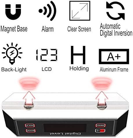 Angle Gauge eOUTIL Digital Protractor Inclinometer Angle Finder with V-Groove Magnetic Base, Precision Bevel for Automobile Woodworking Building Drilling Machinery Masonry