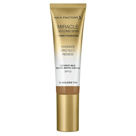 Max Factor Miracle Second Skin Hydrating Foundation, Golden Tan - 30 ml-VeraVaultWomen