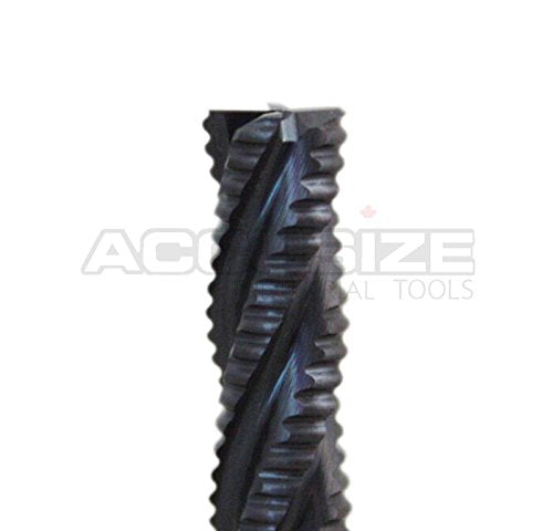 Accusize Industrial Tools 1/4 inch Fine Tooth M42 8% Cobalt Tialn Roughing End Mill, 3/8 in Shk Dia, 3/4 in Flute Length, 4 Flute, 1104-0014