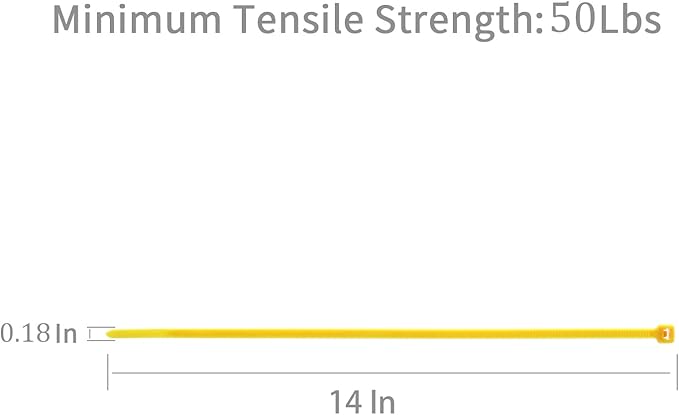 XINGO 100PCS Cable Zip Ties Heavy Duty, Premium Nylon Plastic Wire Ties with 50 Pounds Tensile Strength, Self-Locking Black Nylon Zip Ties for Indoor and Outdoor (14 inch, Yellow)