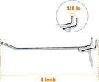 Pegboard Hooks,50-Pack,4 Inch L Shape Small Galvanized Pegboard Hooks Suitable for 1/8 and 1/4 inch pegboard,Metal Pegboard Hooks for Garage,Office,Kitchen,Store