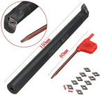 14Pcs Indexable Lathe Turning Tool 1/2"12mm,4PCS Metal Lathe Turning Tool Holders S12M-SDUCR07/SDJCR1212H07/SDNCN1212H07/SDJCL1212H07 with 10pcs DC070204 Carbide Inserts,4pcs Wrenches