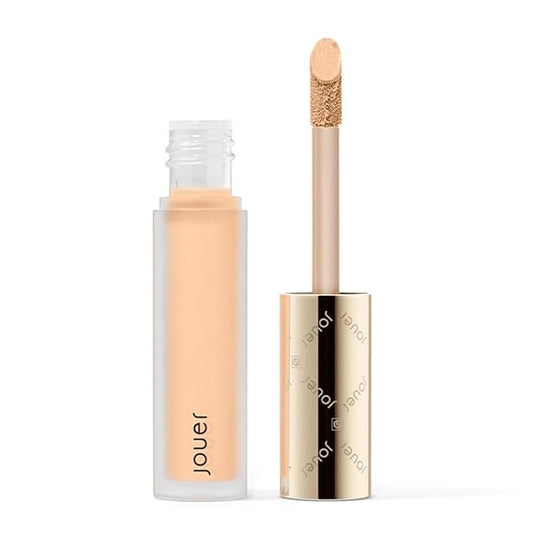 Jouer Essential High Coverage Liquid Concealer - Brightening Concealer - Color Corrector for Under Eye Dark Circles, Spot Coverage, and Eye Primer - Soft Matte Finish, Macaron