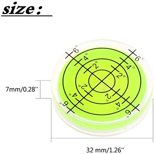 Spirit Level, 32x7mm Horizontal Bubble, 5Pc, Universal, High Precision, Wide Temperature Range, for Camera, Tripod, Woodworking, Medical Equipment, Office Desktop, Clear Green