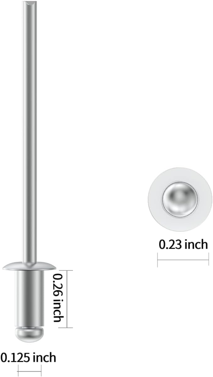 (320Pcs) 1/8" x 1/4" Aluminum Blind Rivets, 3.2 x 6mm Pop Rivets,Rivets for Metal,Silver-(VG10101)