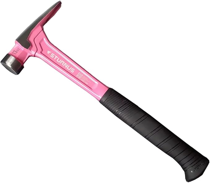 Sturnus Pink 13oz Velocity Rip Claw Hammer – 13oz, Lightweight Aluminum & Ergonomic, Pro-Grade with Anti-Vibration Grip (Smooth Face, Short Handle)