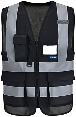 Black safety vests reflective