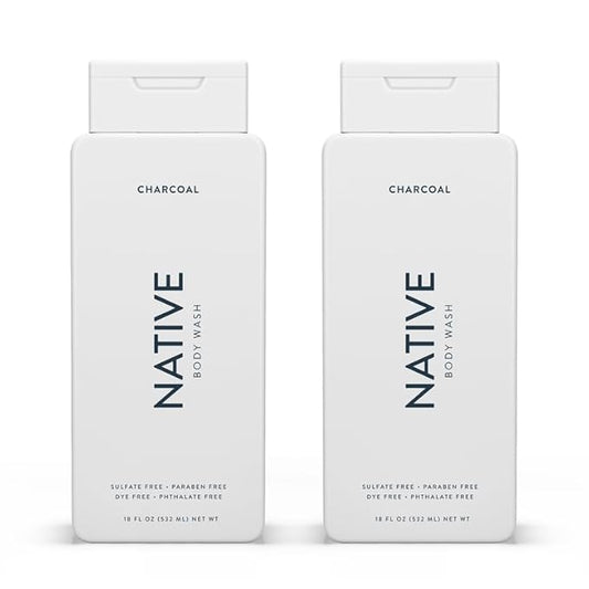 Native Body Wash Contains Naturally Derived Ingredients | For Women & Men, Sulfate, Dye, & Paraben Free Leaving Skin Soft and Hydrated | Charcoal 18 oz - 2 Pk-VeraVaultWomen