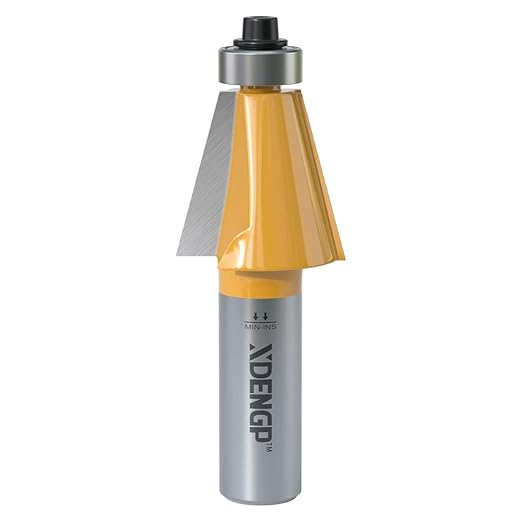 15 Degree Chamfer Router Bit with 1 Inch Cutting Length,1/2 Inch Shank Carbide Edge Forming Bevel Router Bit with Bearing, Chamfer Bit Miter Angle Milling Cutters Tool