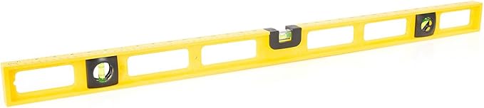 Mayes 10100 Polystyrene 3 Foot Level, 36 Inch Level Made in the USA, Contractor, Plumber, and Carpenter Tools, Impact Resistant Frame, Three Vials, Accurate to .001 Inch, Won’t Scratch Work Surfaces
