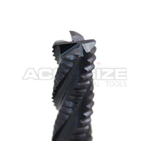 Accusize Industrial Tools 1/4 inch Fine Tooth M42 8% Cobalt Tialn Roughing End Mill, 3/8 in Shk Dia, 3/4 in Flute Length, 4 Flute, 1104-0014