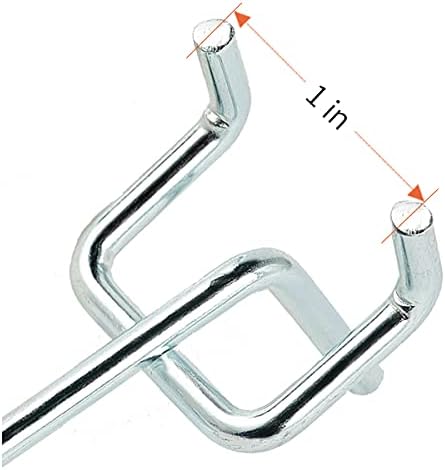 2 Inch 50-Pack,Sturdy and Durable L Shape Galvanized Metal suitbale for 1/4 and 1/8 Pegboard Hooks with Rubber Tipped,Pegboard Hooks for Garage,Office,Kitchen,Store(Silver)