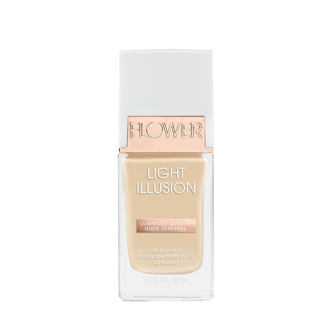 FLOWER BEAUTY By Drew Barrymore Light Illusion SPF Foundation - Blendable + Buildable - Natural Finish - Lightweight Formula (Porcelain)-VeraVaultWomen