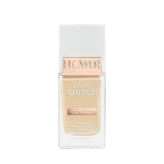 FLOWER BEAUTY By Drew Barrymore Light Illusion SPF Foundation - Blendable + Buildable - Natural Finish - Lightweight Formula (Porcelain)-VeraVaultWomen