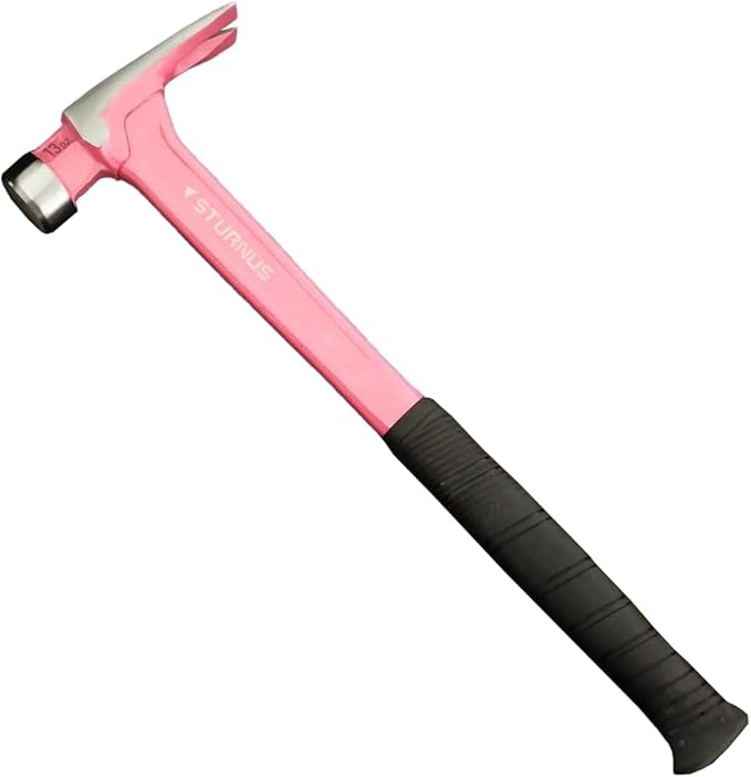 Sturnus Pink 13oz Velocity Rip Claw Hammer – 13oz, Lightweight Aluminum & Ergonomic, Pro-Grade with Anti-Vibration Grip (Smooth Face, Long Handle)