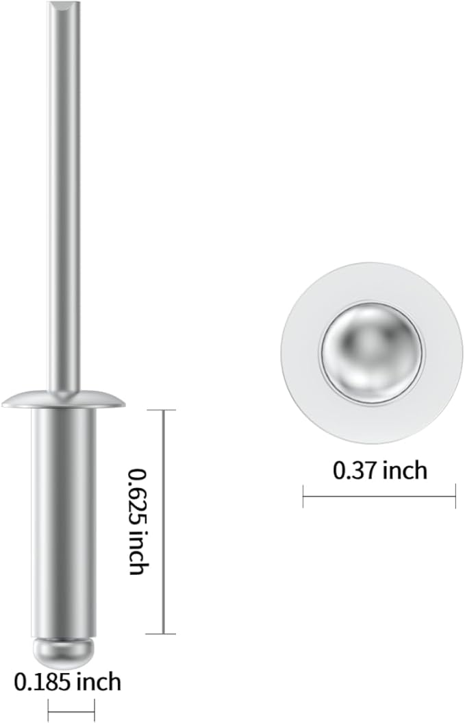 (140Pcs) 3/16" x5/8" Aluminum Blind Rivets, 4.8 x 16mm Pop Rivets,Rivets for Metal,Silver-(VG10110)