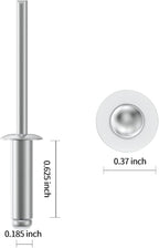 (140Pcs) 3/16" x5/8" Aluminum Blind Rivets, 4.8 x 16mm Pop Rivets,Rivets for Metal,Silver-(VG10110)