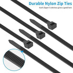 18 inch Black Zip Ties Heavy Duty 500 PACK, 200 LBS Ultra Exclusive Strong Plastic Wire Ties, Large Cable Ties Extra Long Tie Wraps, Indoor and Outdoor UV Resistant