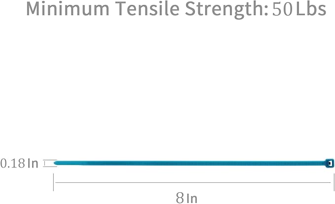 XINGO 100PCS Cable Zip Ties Heavy Duty, Premium Nylon Plastic Wire Ties with 50 Pounds Tensile Strength, Self-Locking Black Nylon Zip Ties for Indoor and Outdoor (8 inch, Blue)