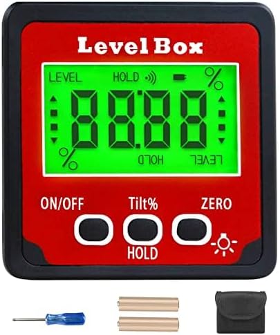 Digital Inclinometer Angle Finder Gauge, IP54 Digital Electronic Protractor Bevel Gauge, Inclinometer Angle Cube Level Box with LCD screen for Woodworking, Table Saw and etc