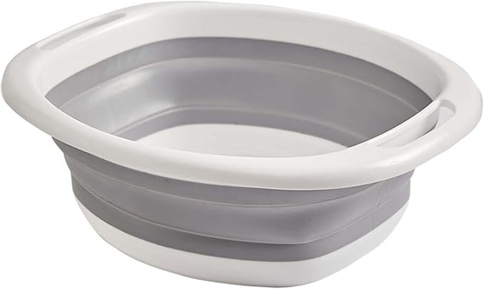 Collapsible Basin,Hand wash basins,Cleaning Basin,Plastic wash Basin,Portable Folding wash Basin,Suitable for Outdoor Camping and Travel (Gray and White)