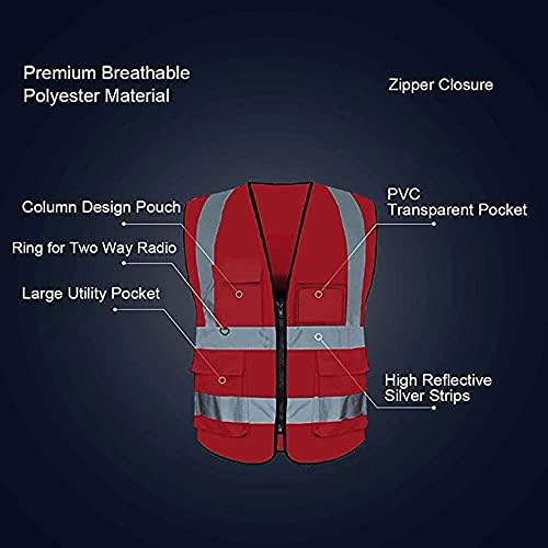 BeautyWill Custom Safety Vest Customized Logo Class 2 High Visibility Reflective Vest with Pockets Construction workwear