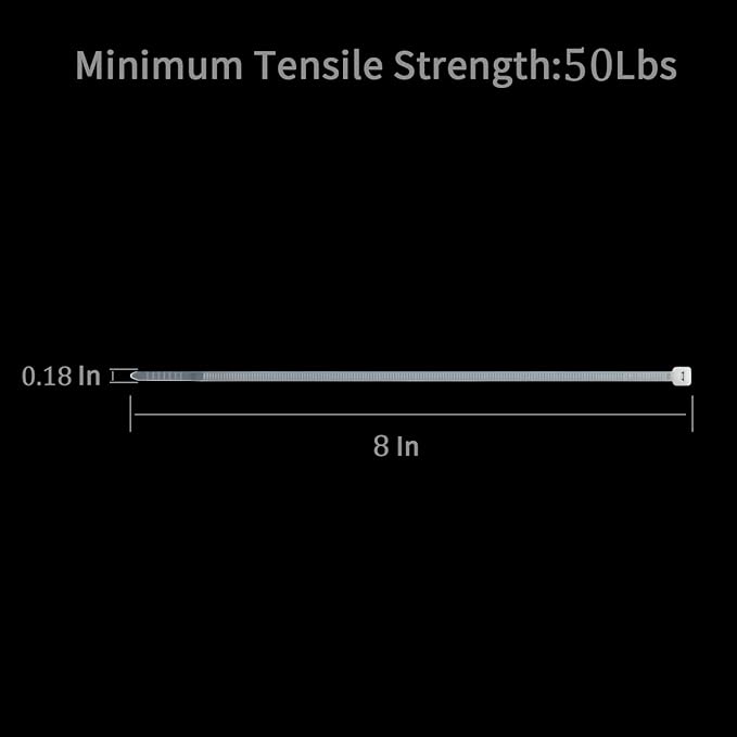 XINGO 100PCS Heavy Duty Cable Zip Ties, Premium Nylon, 50 Pound Tensile Strength, White, 8 Inch