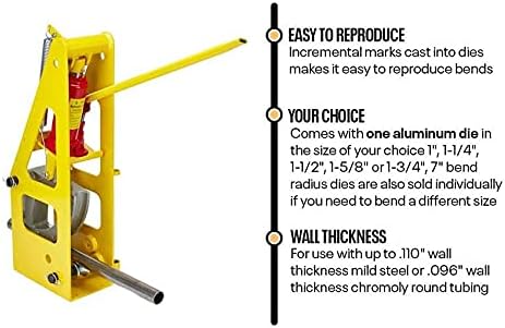 3rd Generation Hydraulic Tubing Bender for Round Tubing, Hydraulic Pipe Bender for Roll Cage Tubing, 1.50 Inch Round Dimple Die