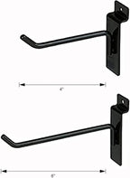 KINGDOM SOLUTIONS – 24-Pack Black Metal Slatwall Hooks (12x 4, 12x 6) – Heavy-Duty Slat Wall Accessories for Garage Organization, Retail Displays & Tool Storage Systems