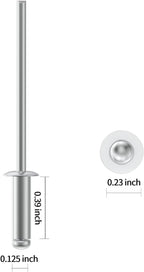 (270Pcs) 1/8" x 3/8" Aluminum Blind Rivets, 3.2 x 10mm Pop Rivets,Rivets for Metal,Silver-(VG10102)