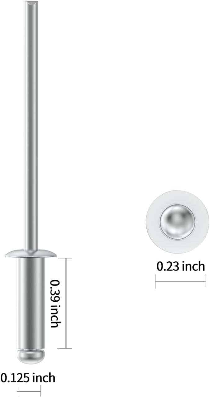 (270Pcs) 1/8" x 3/8" Aluminum Blind Rivets, 3.2 x 10mm Pop Rivets,Rivets for Metal,Silver-(VG10102)