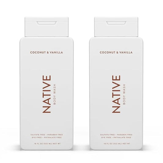 Native Body Wash Contains Naturally Derived Ingredients | For Women & Men, Sulfate, Paraben, & Dye Free Leaving Skin Soft and Hydrated | Coconut & Vanilla 18 oz - 2 Pk-VeraVaultWomen