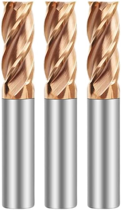 Metric Micrograin Carbide Square End Mill 4 Flute 5.0MM 3 PCS 【 ≈0.19685 inch】 HRC55° for Milling Alloy Steels Hardened Steel, Metal & More Mill Bits Sets for Professionals & DIYers