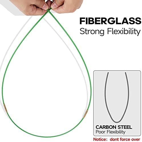 14FT Fiberglass Running Electrical Wire Glow Rods Wire Pulling with 8 Different Attachments, Fish Rods Electrical Kit and Fish Tape Wire Puller