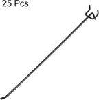 HARFINGTON 25pcs Pegboard Shelving Hooks 12" Stainless Steel Peg Board Display Hook Hanging Holders Wall Mount Organize Tools for Workbench Garage Kitchen Store, Black