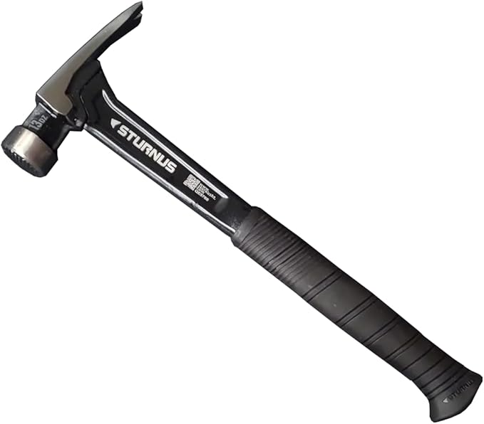 Sturnus Graphite 13oz Velocity Rip Claw Hammer – 13oz, Lightweight Aluminum & Ergonomic, Pro-Grade with Anti-Vibration Grip (Milled Face, Short Handle)