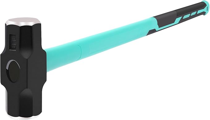 Sledge and Club Hammer with Heavy Duty Construction, Ergonomic No-Slip H-Grip Handle, Fiberglass Core, High Strength Steel for Construction,Land Management, Yard Work (B-8LB)