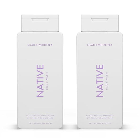 Native Body Wash Contains Naturally Derived Ingredients | For Women & Men, Sulfate, Paraben, & Dye Free Leaving Skin Soft and Hydrating | Lilac & White Tea 18 oz - 2 Pk-VeraVaultWomen