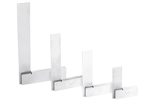 PEC Tools Machinist Square Set, 2", 3", 4" and 6" Squares in Case L-Type Testing Measuring Tool