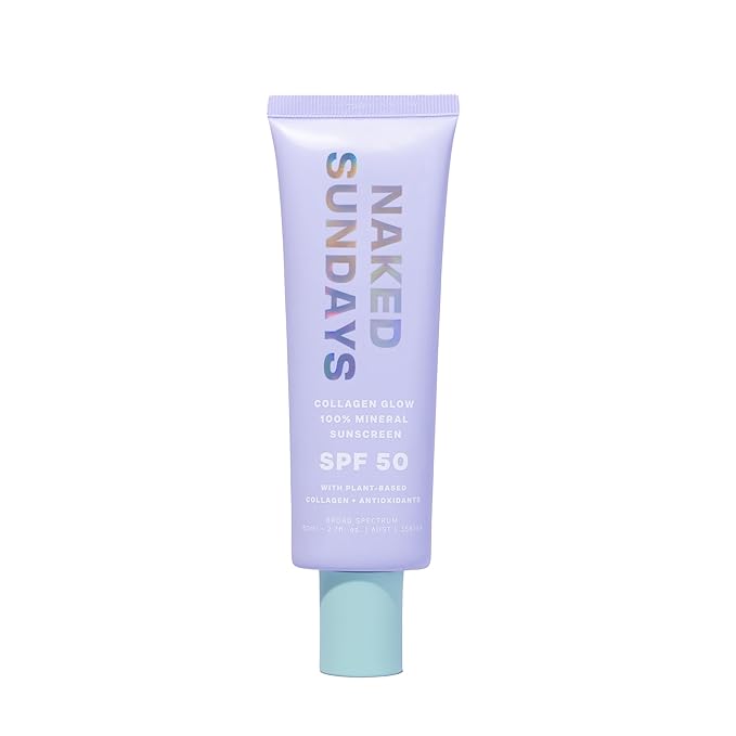 Naked Sundays SPF 50 Mineral Glow Sunscreen, Daily Hydrating Facial Moisturizer & Primer with Zinc Oxide, Sheer Tint, Broad Spectrum SPF Lotion (Jumbo 80ml)-VeraVaultWomen