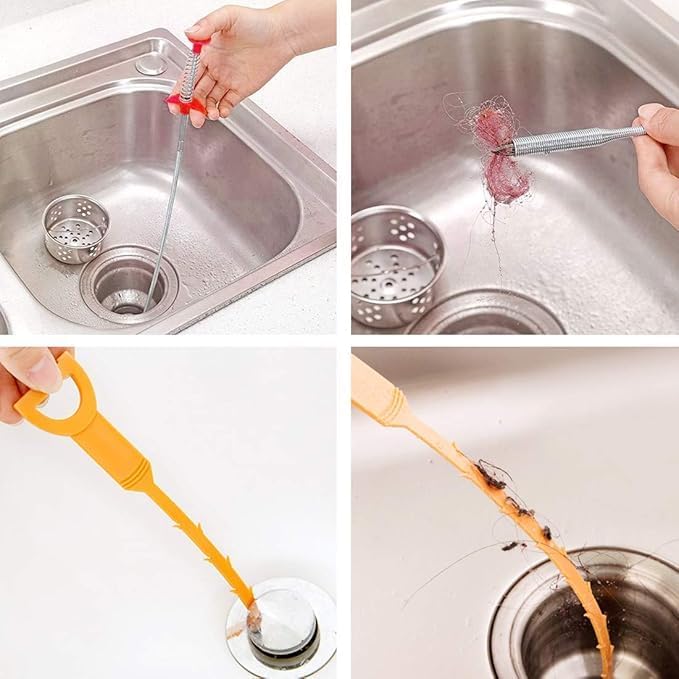 Drain Snake with Bendable Hose & 4 Claws - Flexible Hair Drain Clog Remover Tool for Sink, Toilet, Shower, and Tight Spaces, Grabber Claw Pick Up Reacher for Clogged Drains Cleaning (35.4in)
