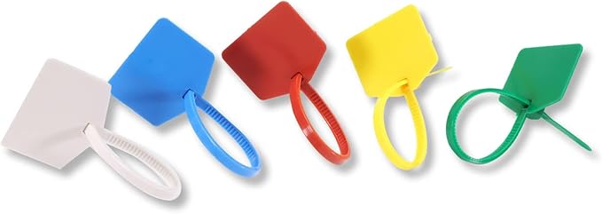 4 in Marker Nylon Cable Ties, Plastic Water Proof Tags, Self-Locking Written-on Cord Marker, Security Seals Label for Cabling, Wire Marking Label, Shipping Hanging Tags - White/ 100pcs