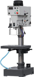 KAKA INDUSTRIAL Geared Head Drill Press,2.2kW 220V 1-Phase, Powerfeed and Auto Downfeed, 1.25 inch Steel Drilling, MT3 Taper, Digital RPM/DRO, Cast Iron Benchtop DP-32