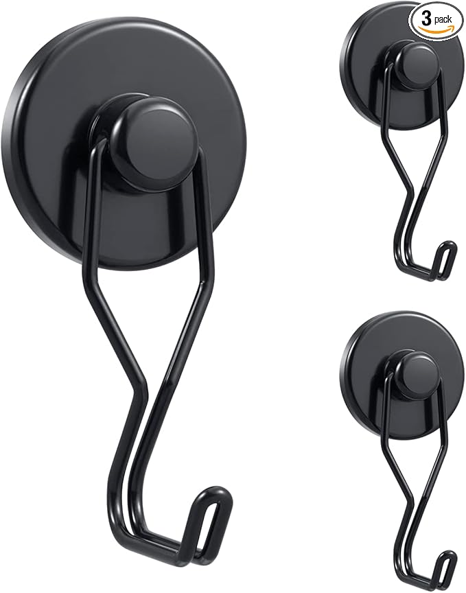 Tohoer Magnetic Hooks, 100LBS Neodymium Magnets Hook Heavy Duty with Rust Proof for Fridge, Refrigerator, Oven, Grill, BBQ, Key, Tools Holder, Kitchen, Outdoor, Hanging Wreaths, Utensil Hangers