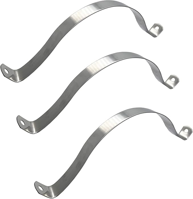 NGe 6Inch Rigid Pipe Strap Clamp U Bracket Tube Strap Tension Clips Two Holes Tube Straps Stainless Steel Silver,for Pipe Fixing(3Pcs)