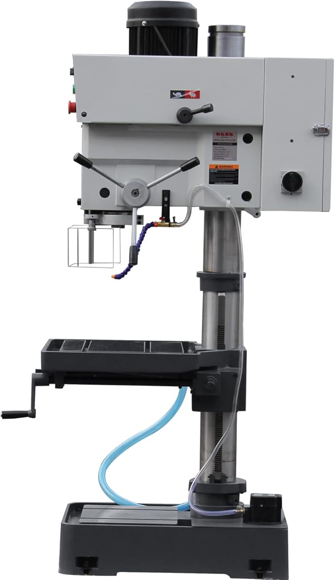 KAKA INDUSTRIAL Geared Head Drill Press,2.2kW 220V 1-Phase, Powerfeed and Auto Downfeed, 1.25 inch Steel Drilling, MT3 Taper, Digital RPM/DRO, Cast Iron Benchtop DP-32