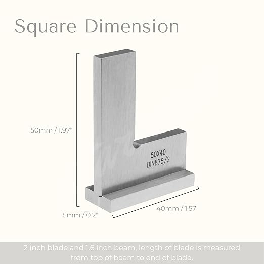 Machinist Square with Base, Atarvana 90 Degree Precision Square Right Angle Ruler Hardened Steel for Woodworking Carpentry